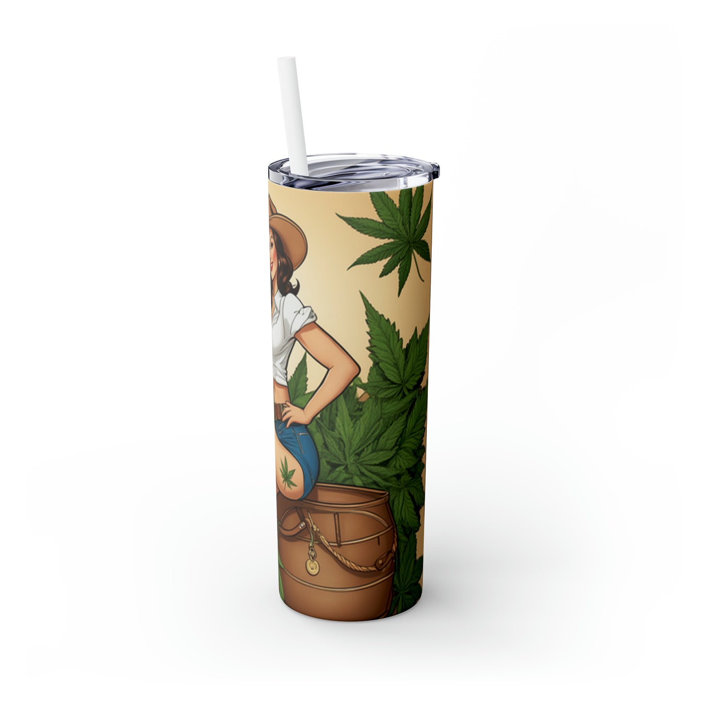 Skinny Tumbler with Straw, 20oz Cannabis Enthusiast Series
