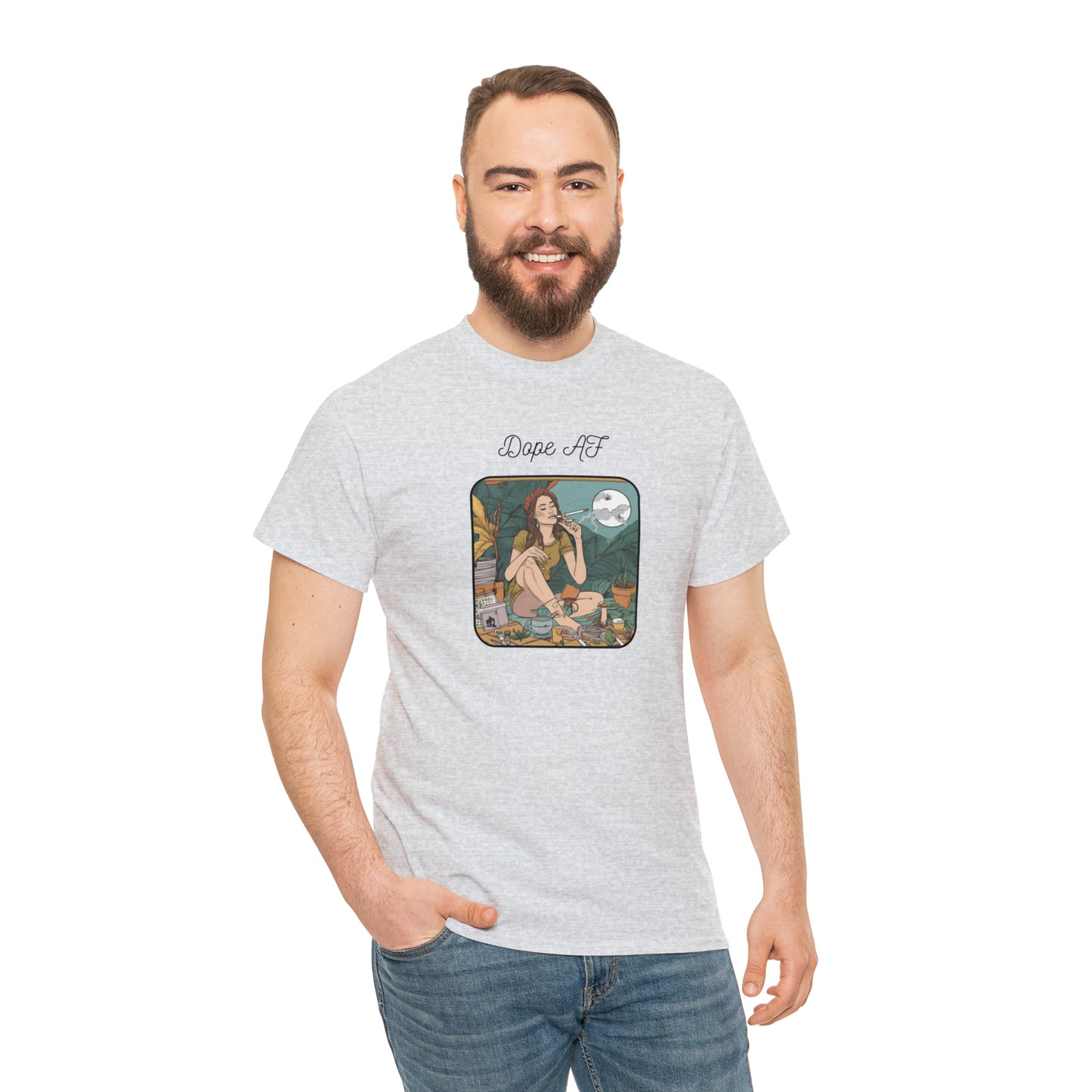 Unisex Heavy Cotton Tee Cannabis Enthusiast Series Dope AF