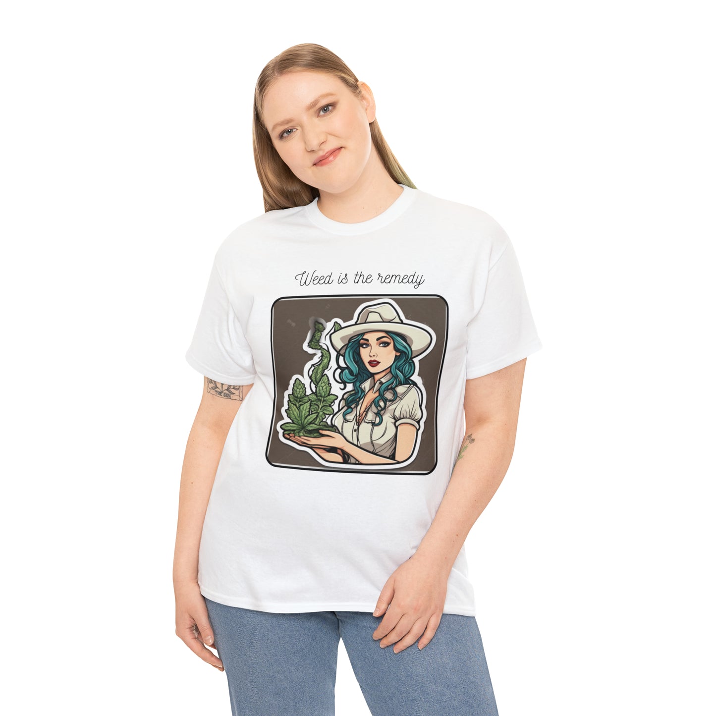 Unisex Heavy Cotton Tee Cannabis Enthusiast Series No. 13 Weed is The Remedy