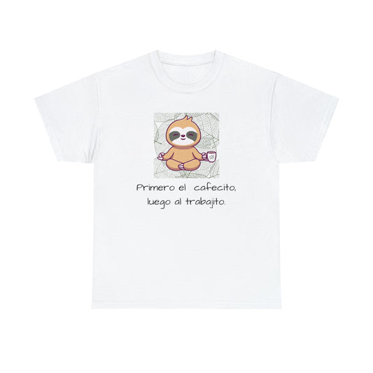 Sloth Cafecito Graphic Tshirt Unisex Heavy Cotton Tee