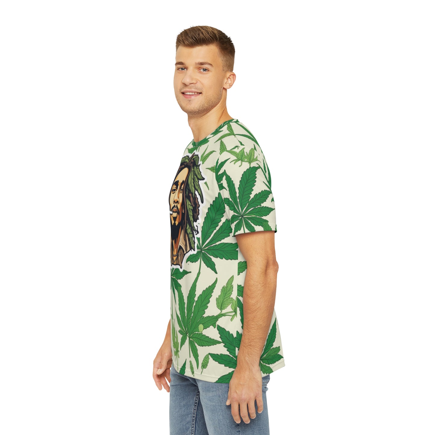 Men's Polyester Tee (AOP) rasta bob cannabis enthusiast