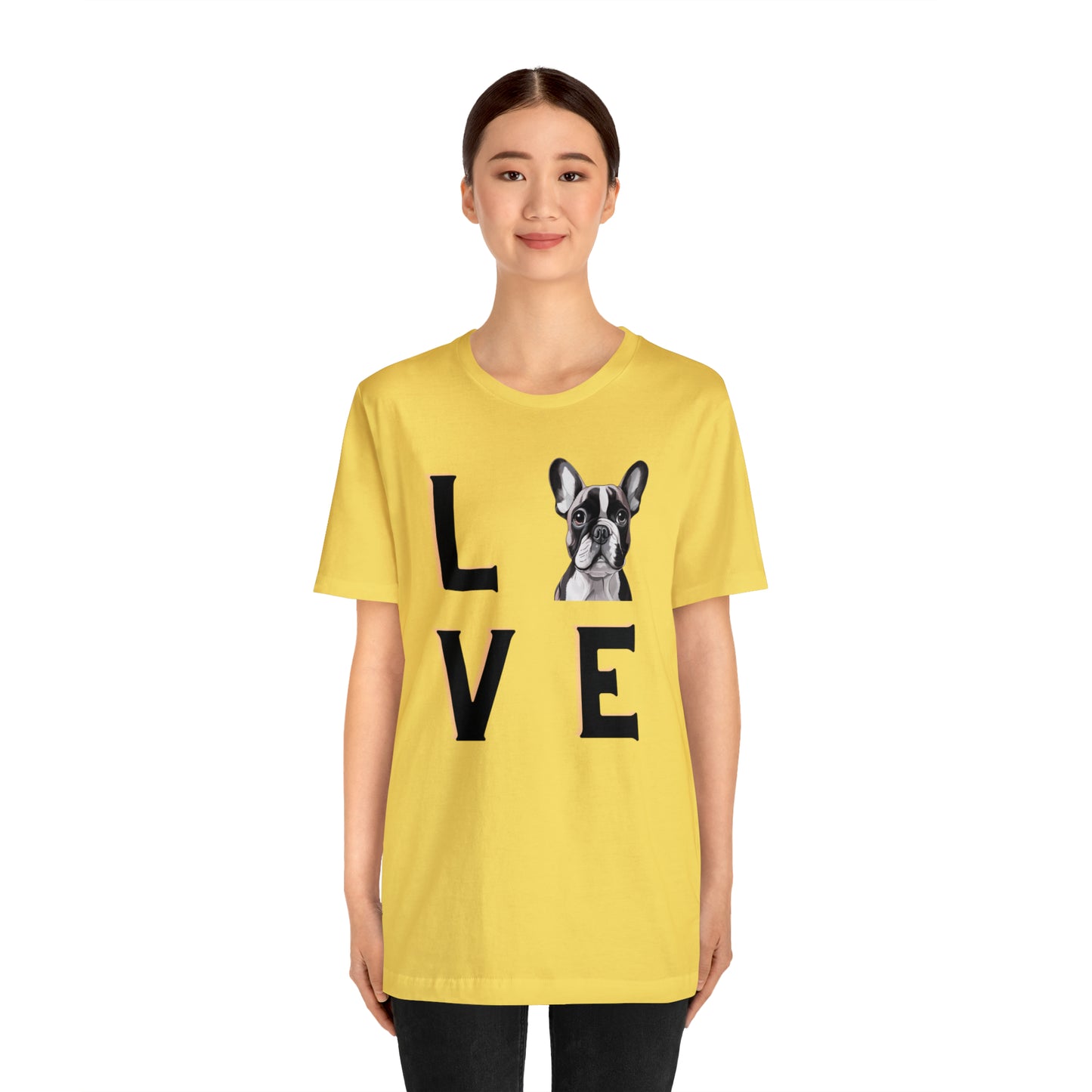 Frenchie Puppy LOVE Unisex Jersey Short Sleeve Tee