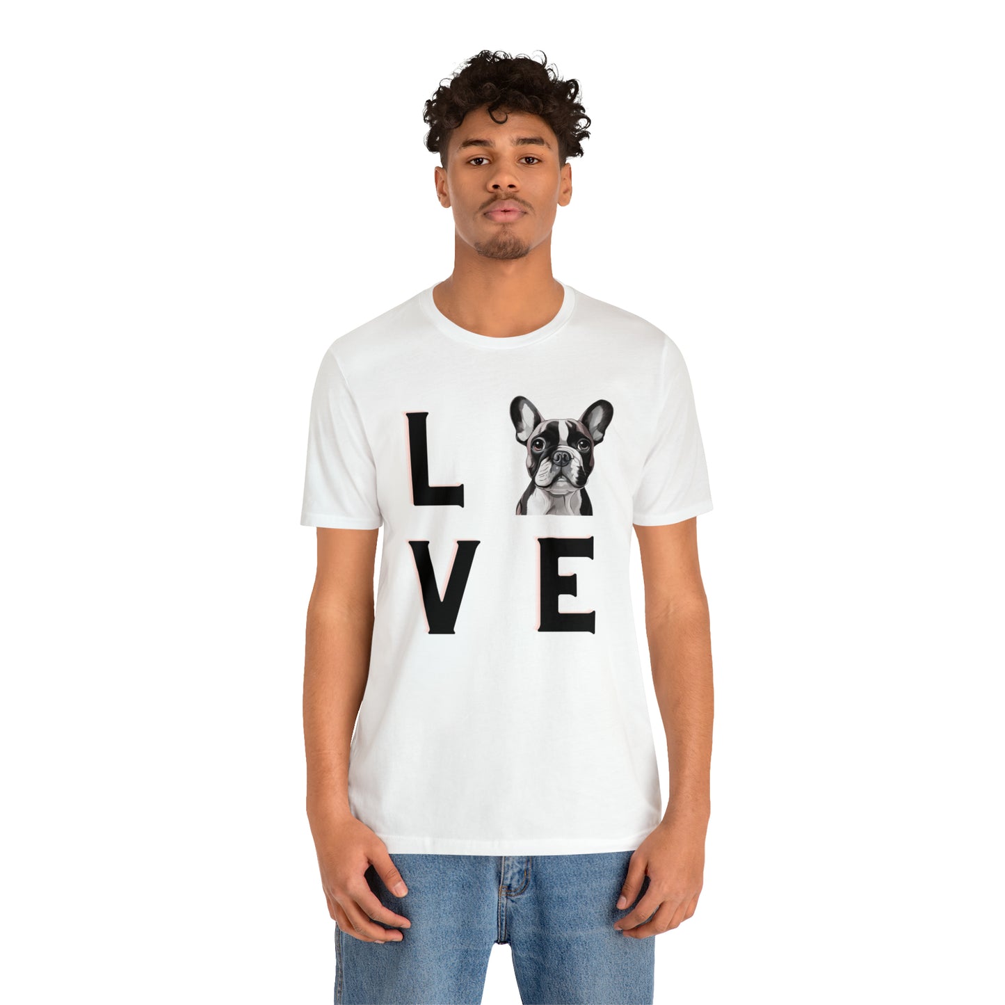 Frenchie Puppy LOVE Unisex Jersey Short Sleeve Tee
