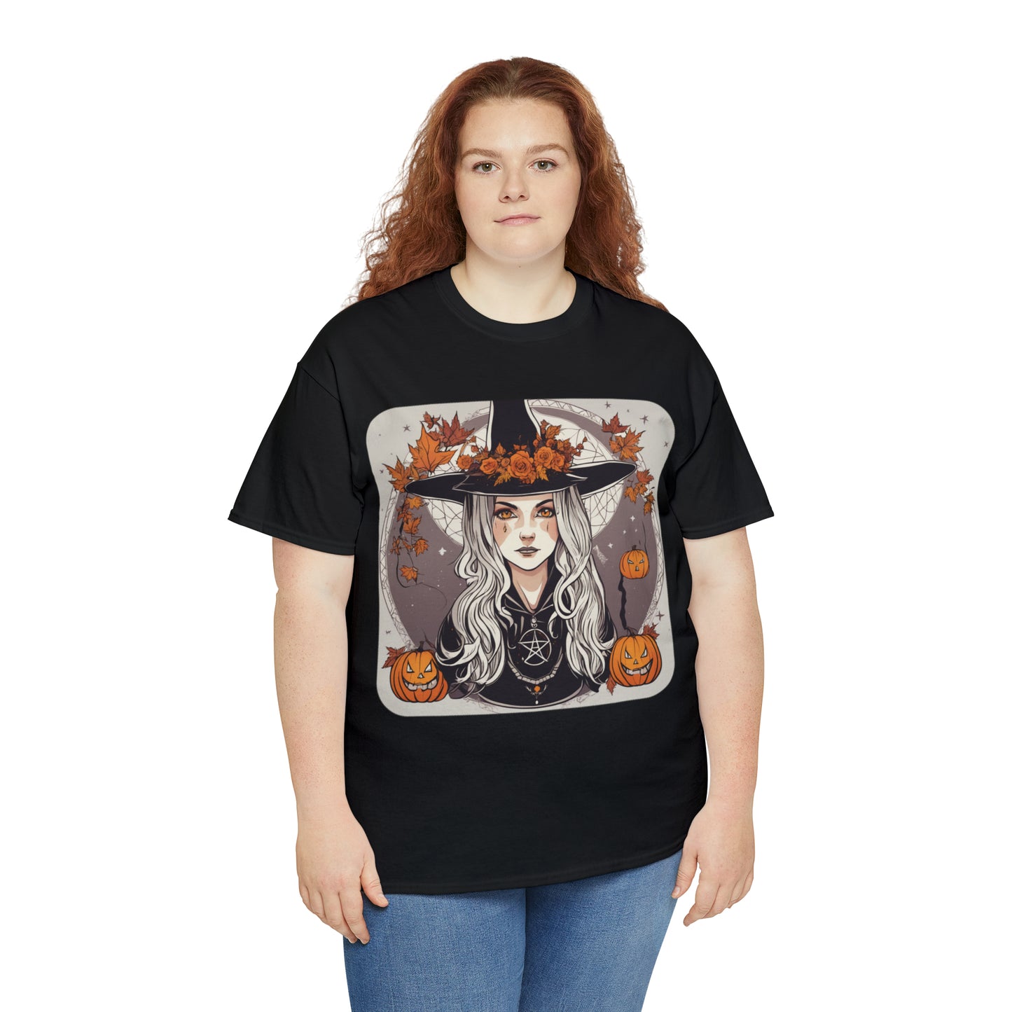 Unisex Heavy Cotton Tee Halloween Witch Pumpkin