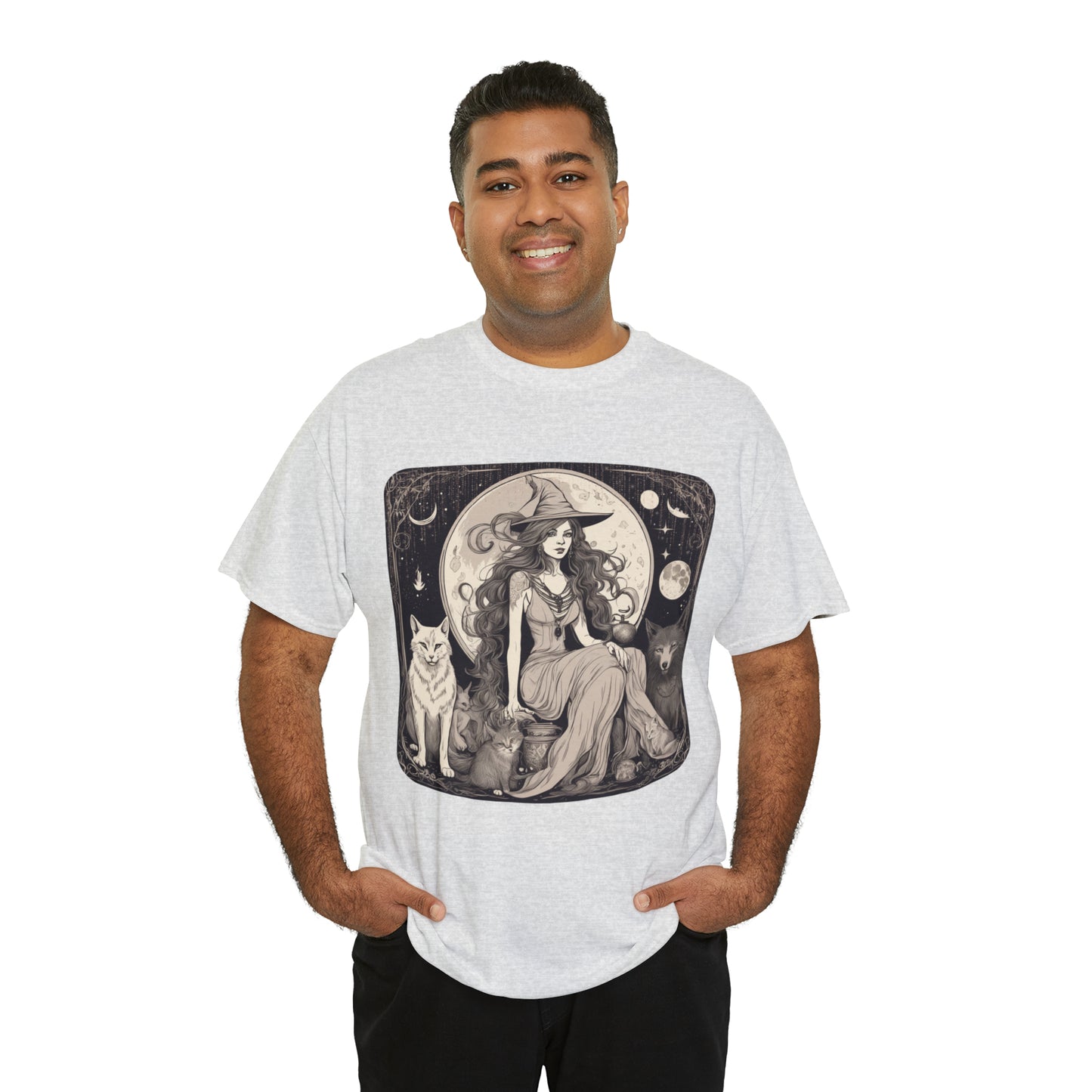 Unisex Heavy Cotton Tee Witchy Vibes and Familiars