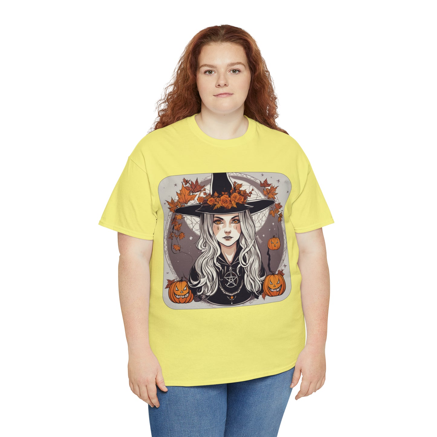 Unisex Heavy Cotton Tee Halloween Witch Pumpkin