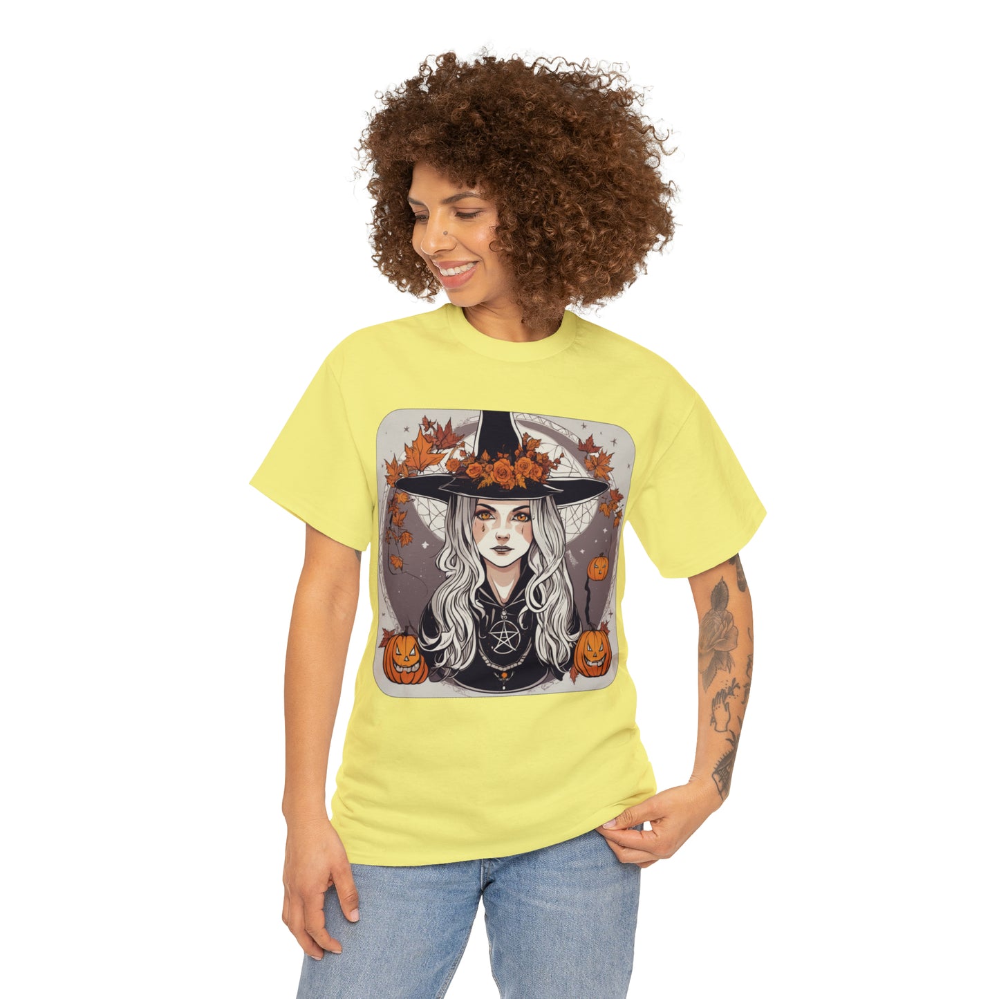 Unisex Heavy Cotton Tee Halloween Witch Pumpkin