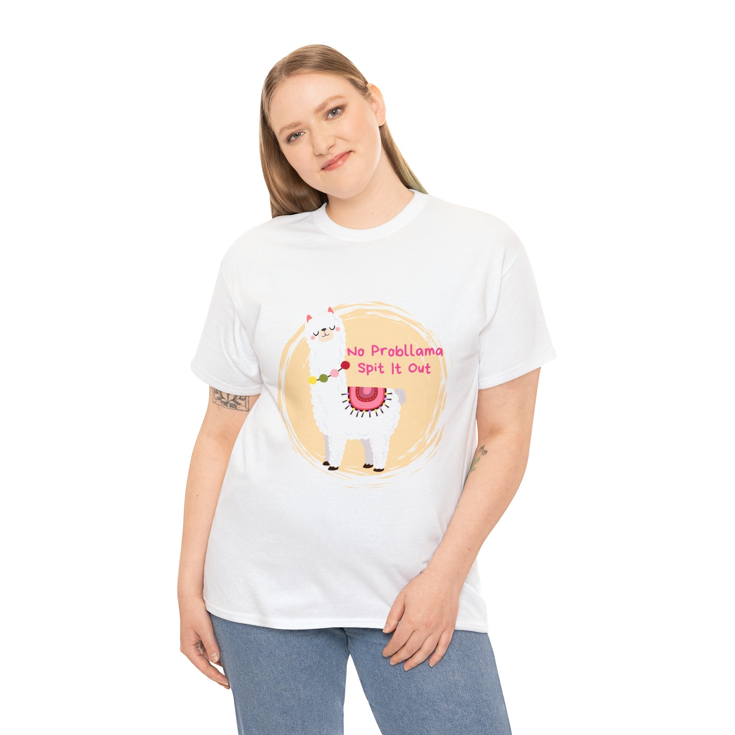 No Probllama Spit It Out Graphic Tshirt Unisex Heavy Cotton Tee