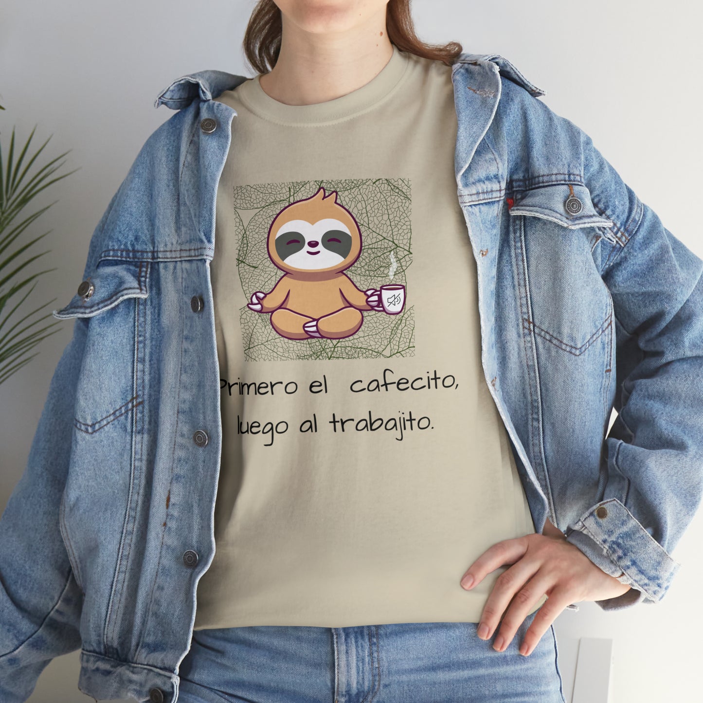 Sloth Cafecito Graphic Tshirt Unisex Heavy Cotton Tee