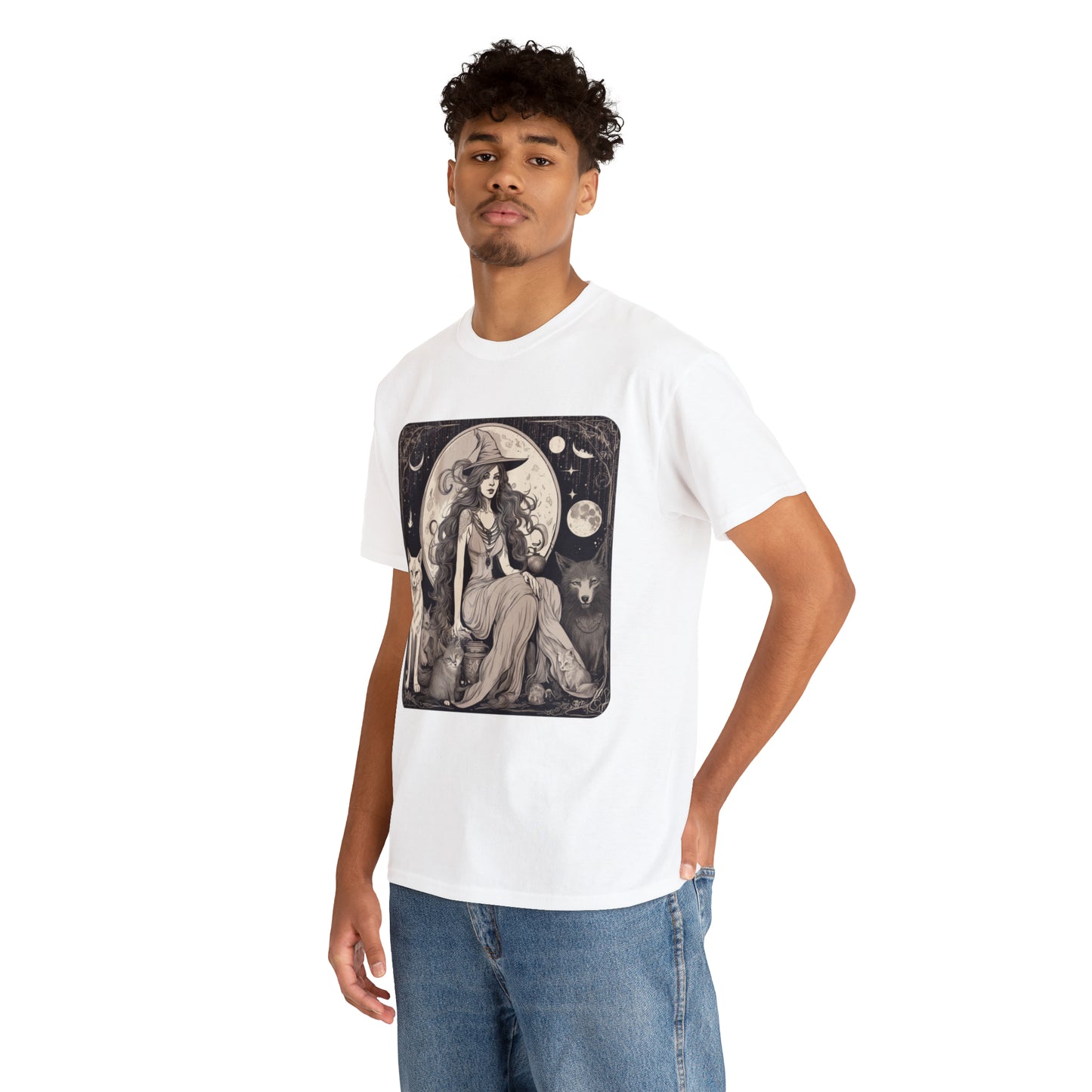 Unisex Heavy Cotton Tee Witchy Vibes and Familiars