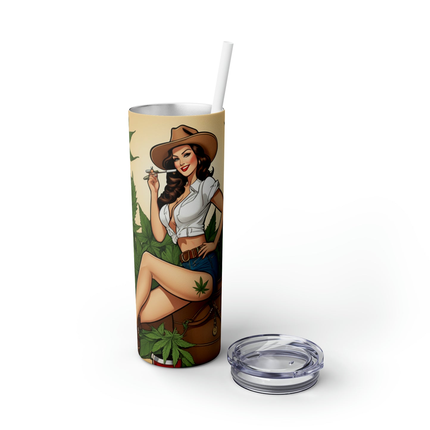 Skinny Tumbler with Straw, 20oz Cannabis Enthusiast Series