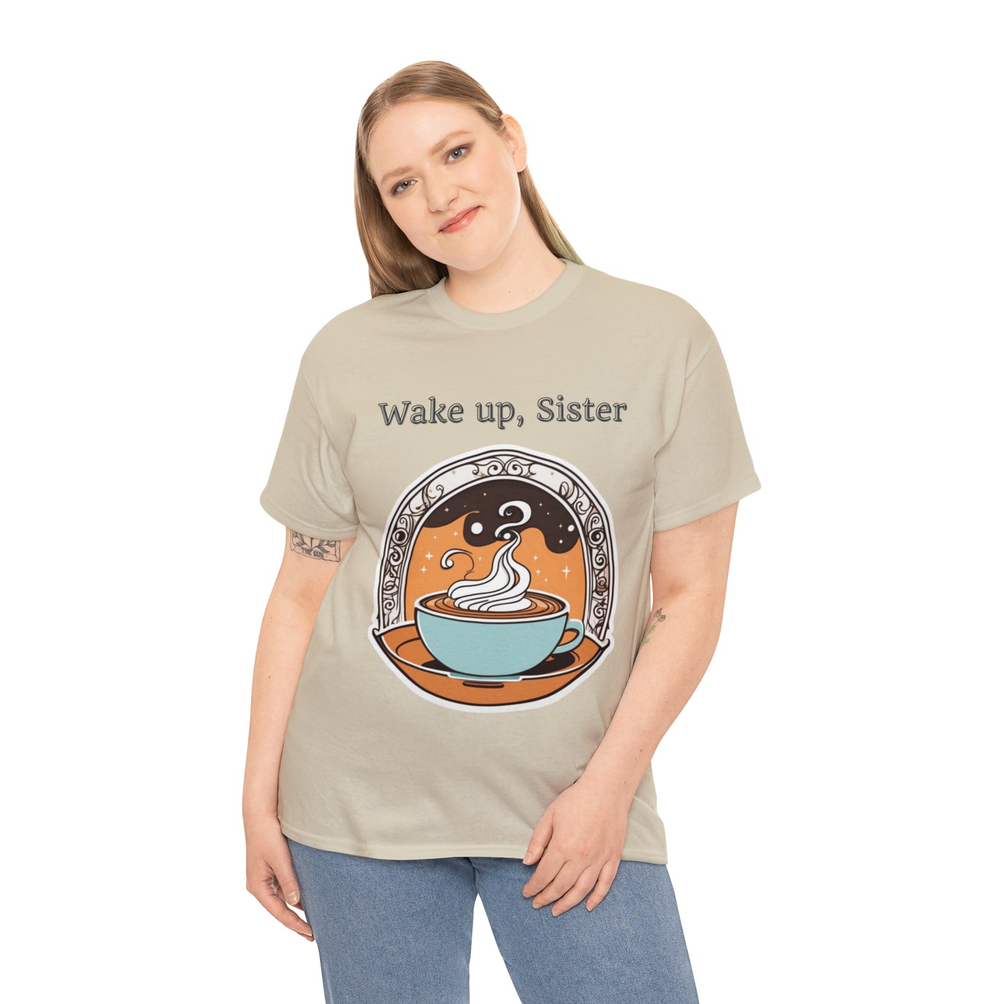 Unisex Heavy Cotton Tee Wake Up, Sister Brew