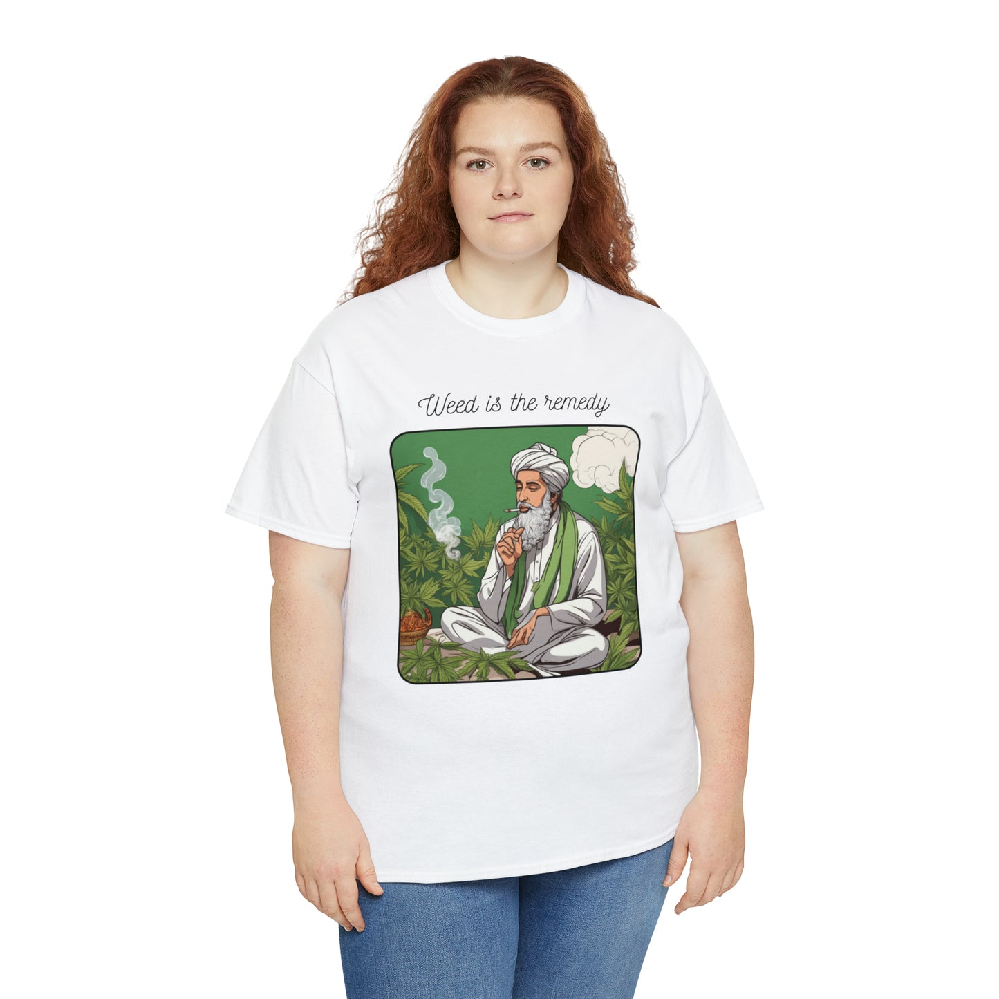 Unisex Heavy Cotton Tee Cannabis Enthuasist Series No. 17 Weed is The Remedy