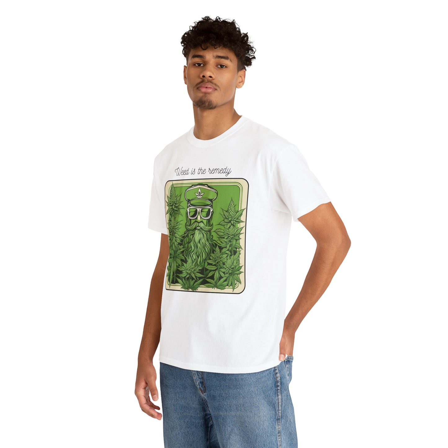 Unisex Heavy Cotton Tee Cannabis Enthusiast Series No. 15 Weed is The Remedy