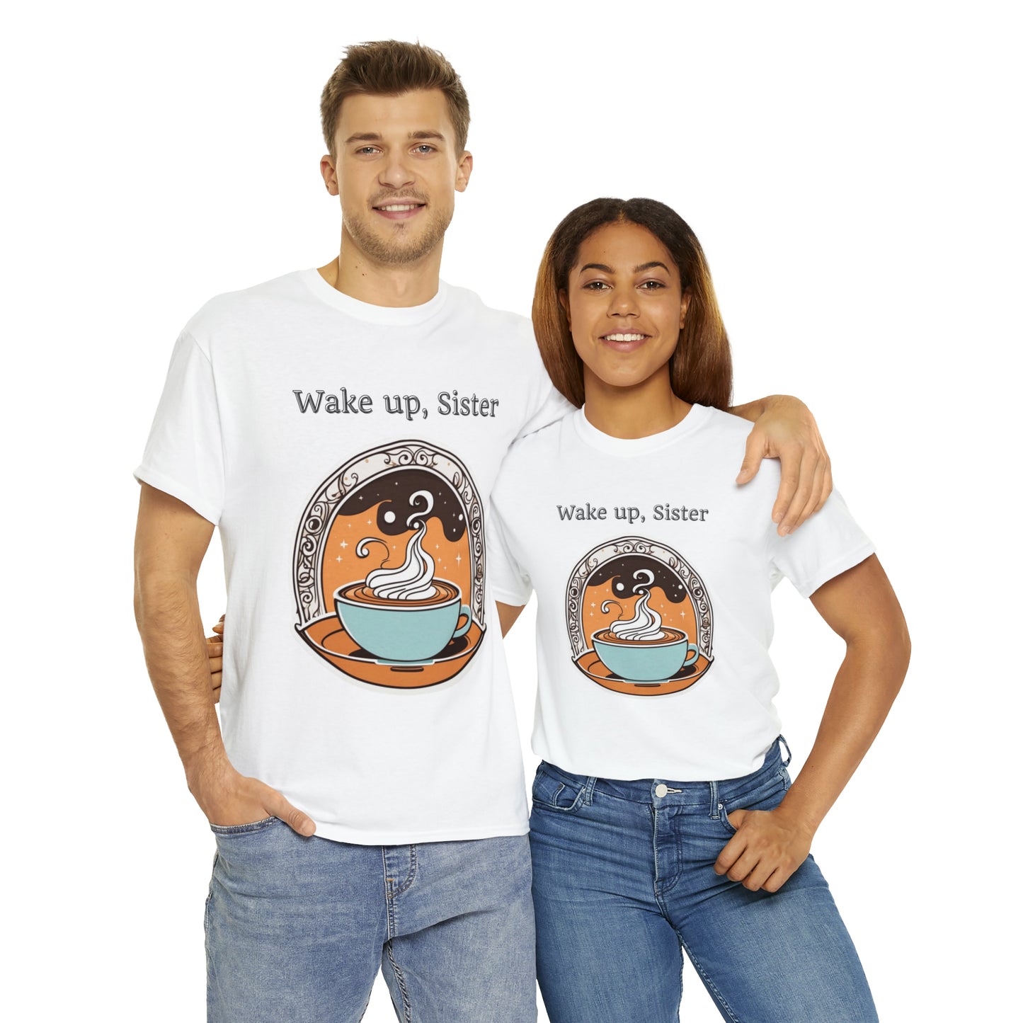 Unisex Heavy Cotton Tee Wake Up, Sister Brew