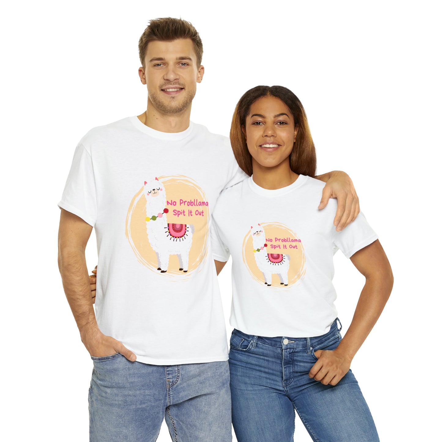 No Probllama Spit It Out Graphic Tshirt Unisex Heavy Cotton Tee