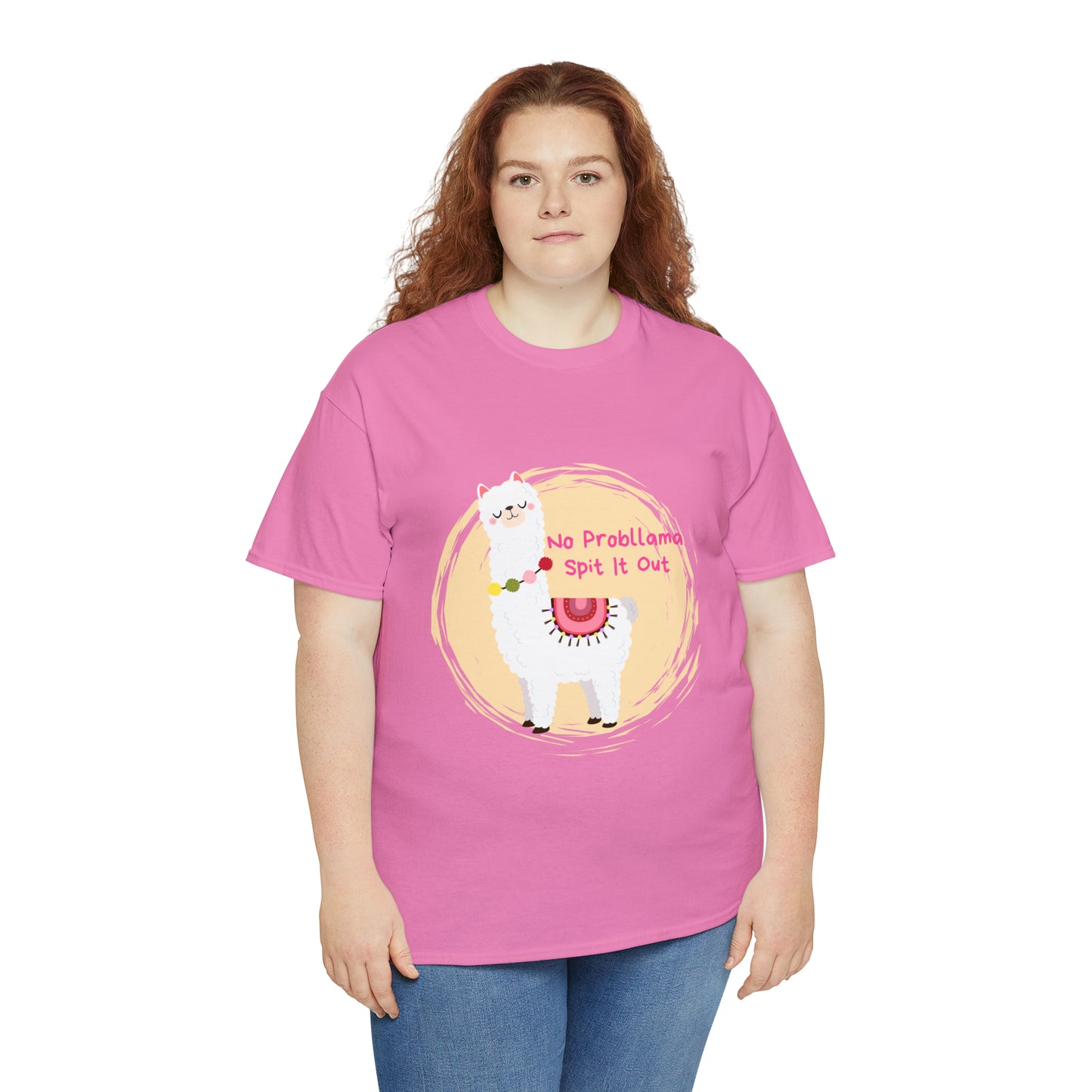 No Probllama Spit It Out Graphic Tshirt Unisex Heavy Cotton Tee