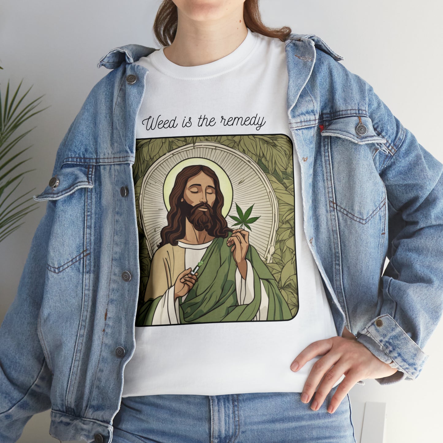 Unisex Heavy Cotton Tee Cannabis Enthusiast Series No. 16 Weed is The Remedy