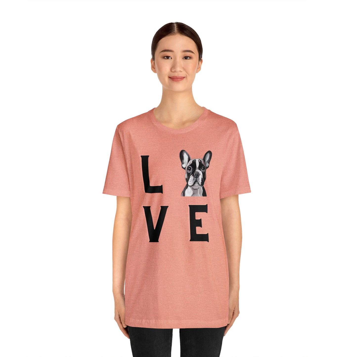 Frenchie Puppy LOVE Unisex Jersey Short Sleeve Tee