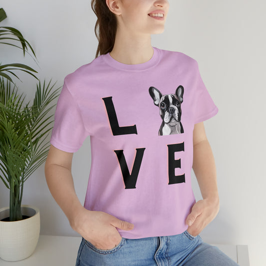 Frenchie Puppy LOVE Unisex Jersey Short Sleeve Tee