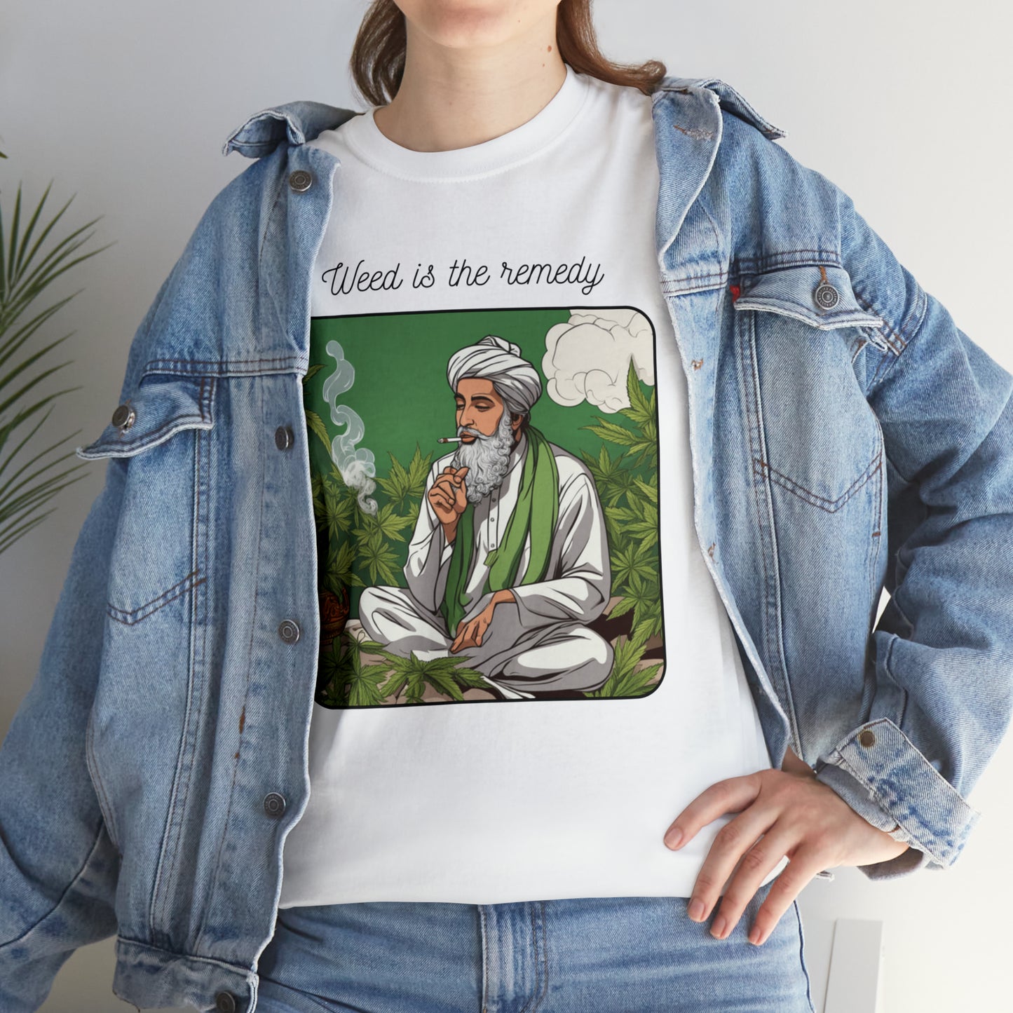 Unisex Heavy Cotton Tee Cannabis Enthuasist Series No. 17 Weed is The Remedy