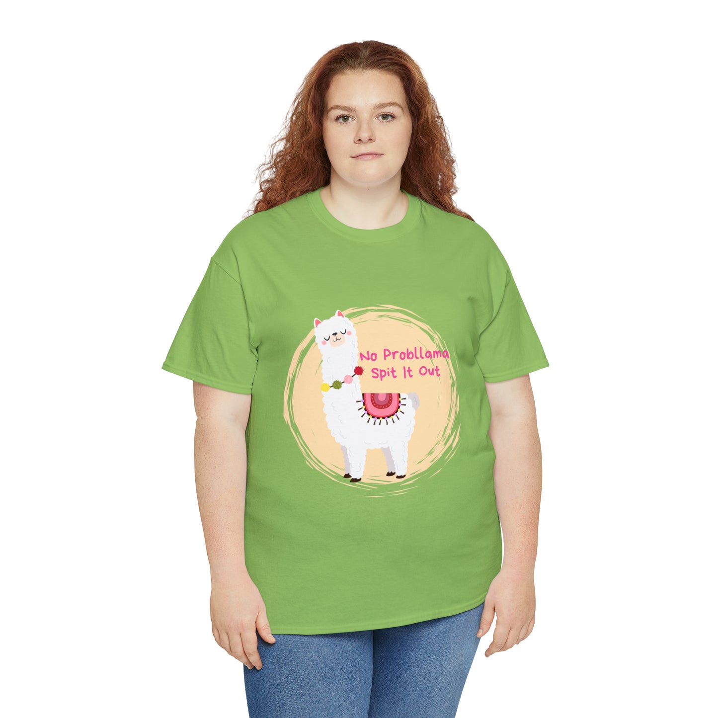 No Probllama Spit It Out Graphic Tshirt Unisex Heavy Cotton Tee