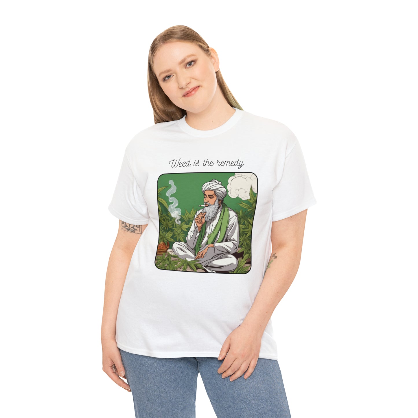 Unisex Heavy Cotton Tee Cannabis Enthuasist Series No. 17 Weed is The Remedy