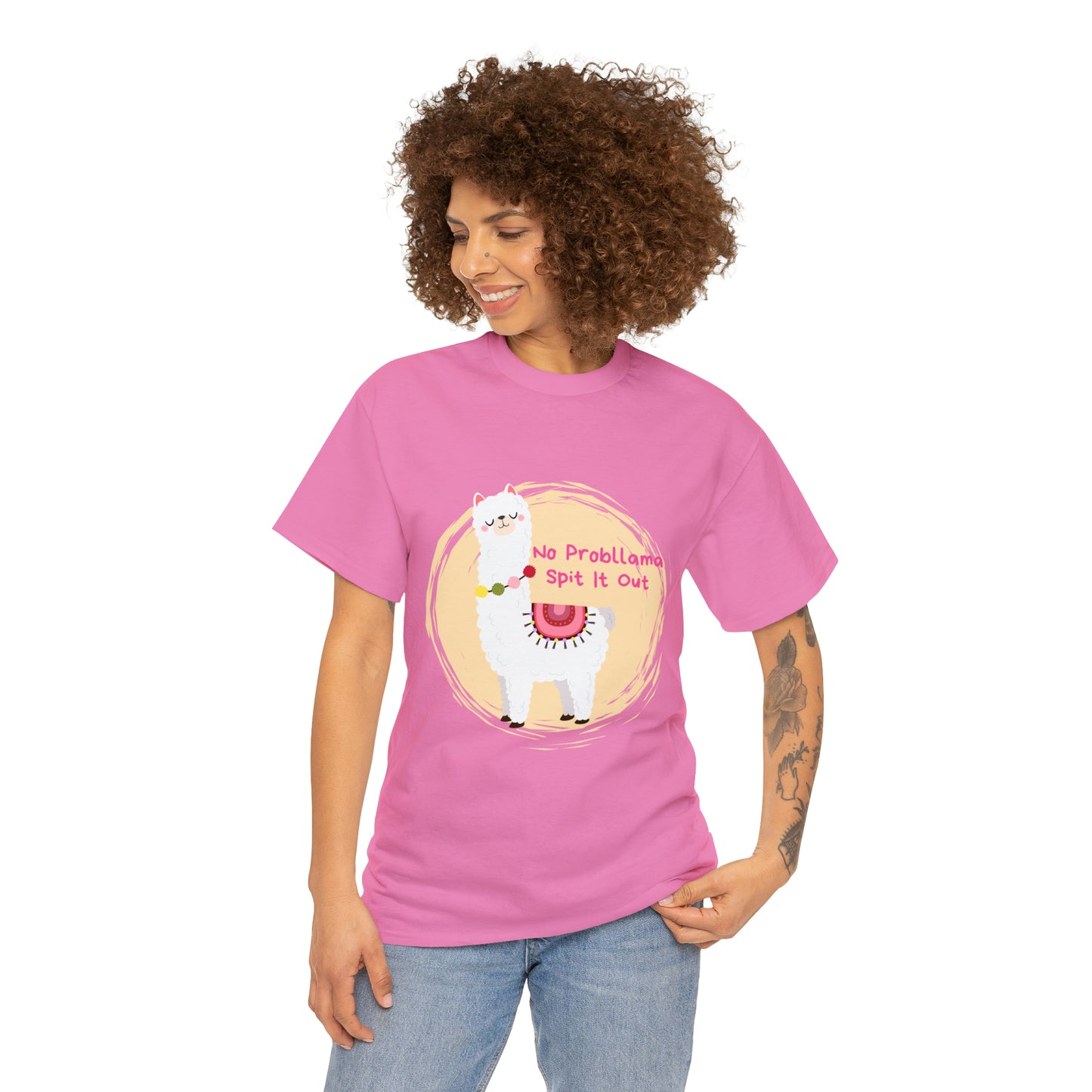 No Probllama Spit It Out Graphic Tshirt Unisex Heavy Cotton Tee