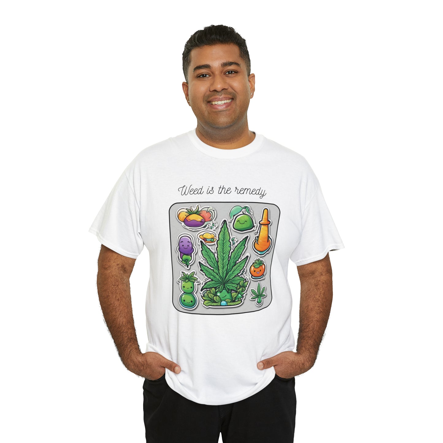 Unisex Heavy Cotton Tee Cannabis Enthusiast Series No. 21 Weed is The Remedy