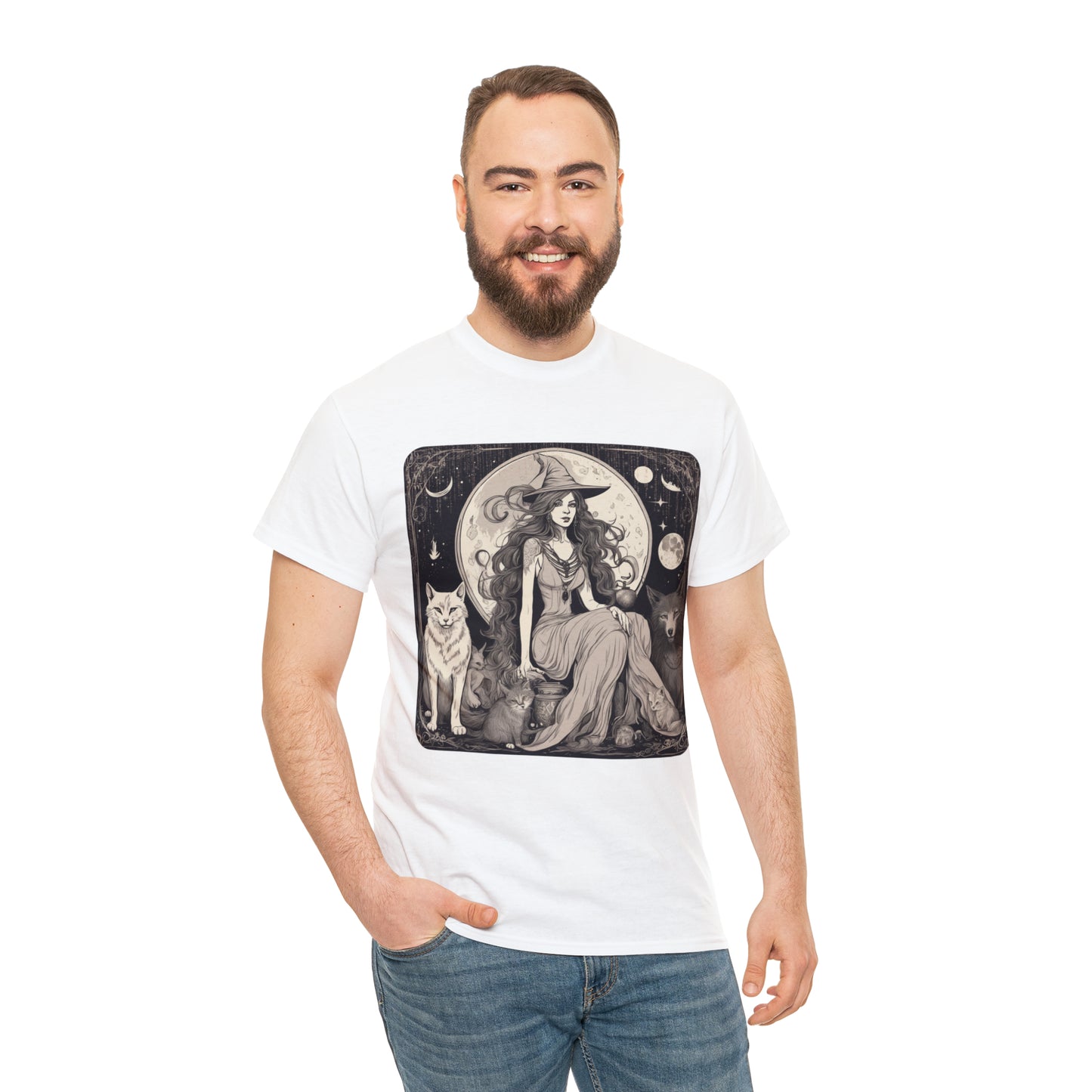 Unisex Heavy Cotton Tee Witchy Vibes and Familiars
