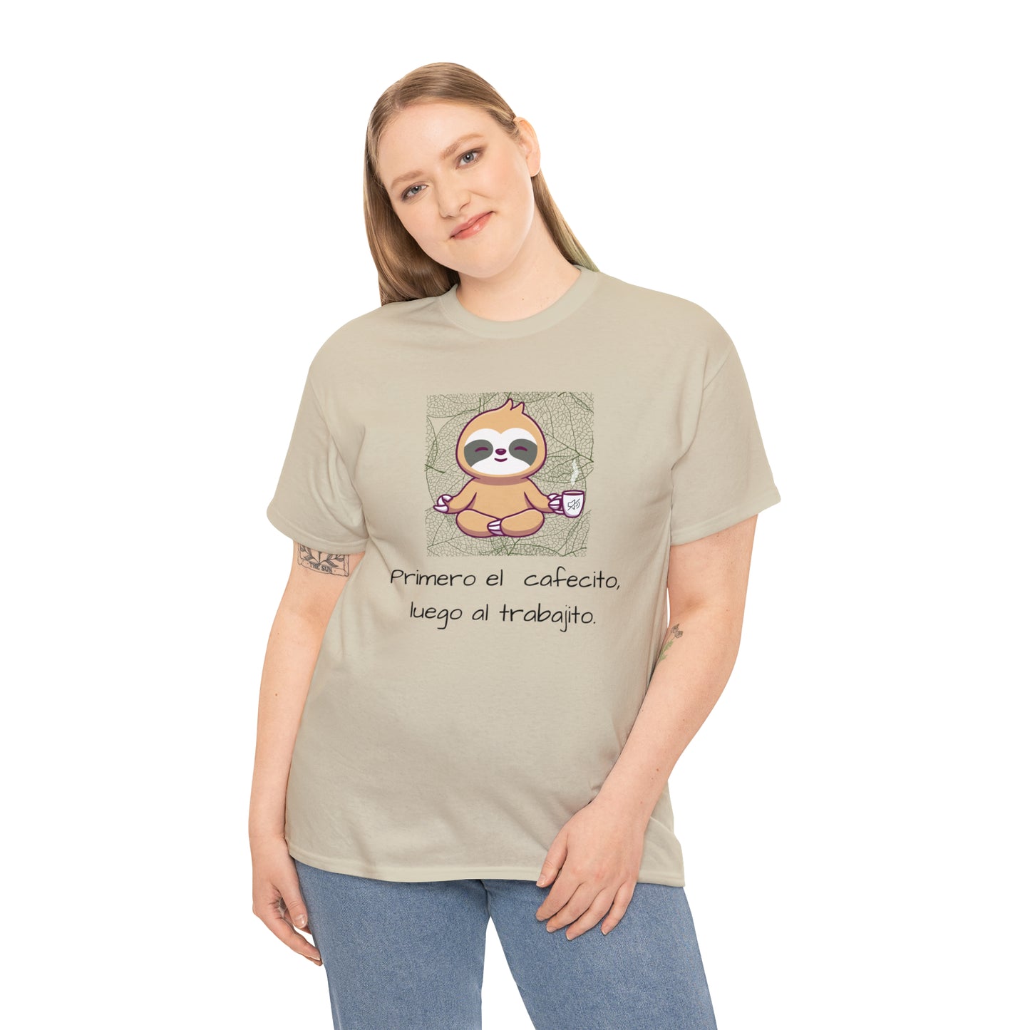 Sloth Cafecito Graphic Tshirt Unisex Heavy Cotton Tee