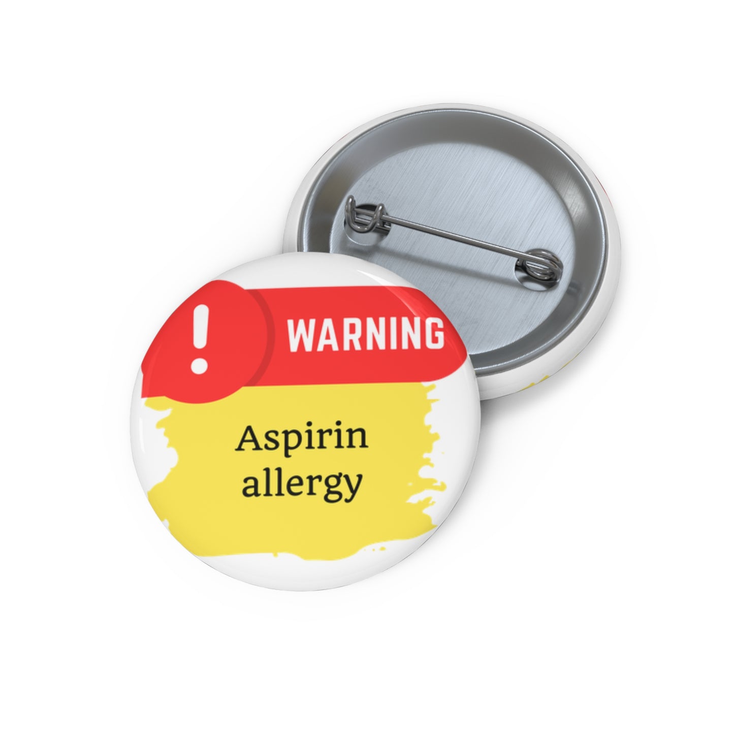 Medical Alert - Aspirin Allergy Custom Pin Buttons