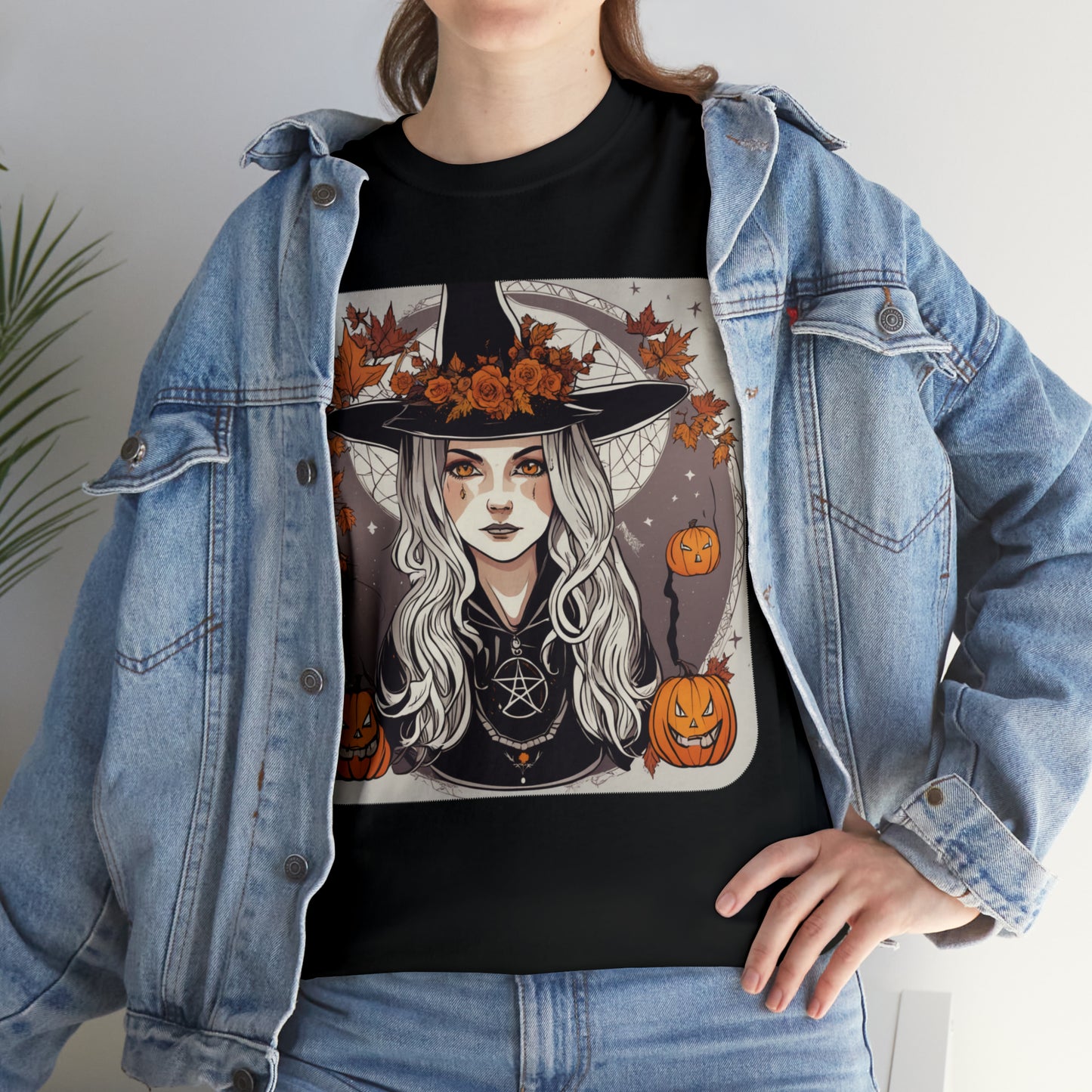 Unisex Heavy Cotton Tee Halloween Witch Pumpkin