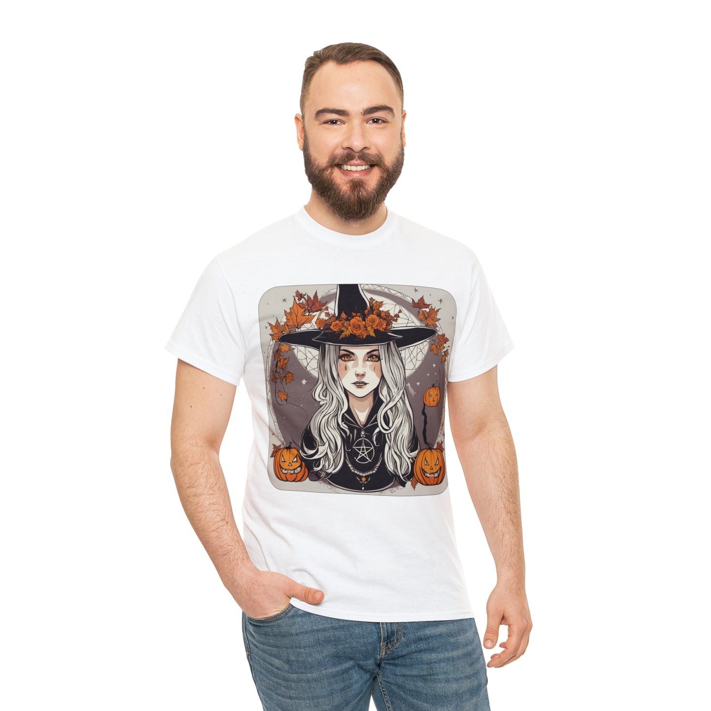Unisex Heavy Cotton Tee Halloween Witch Pumpkin