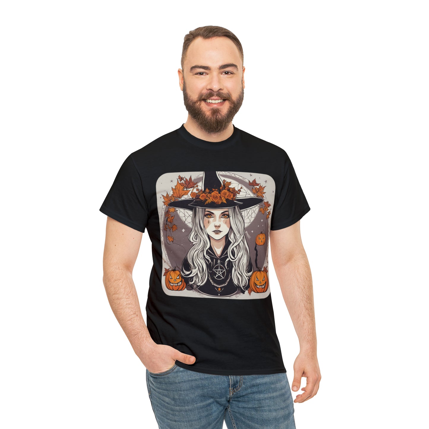 Unisex Heavy Cotton Tee Halloween Witch Pumpkin