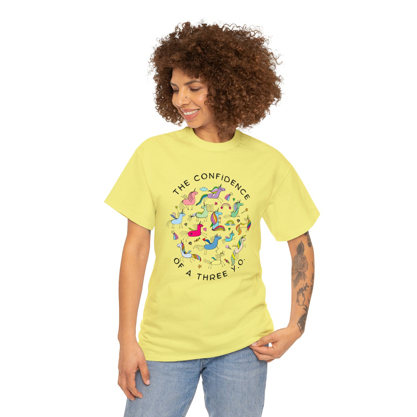 The Confidence of A Three Year Old Graphic Tshirt Unisex Heavy Cotton Tee