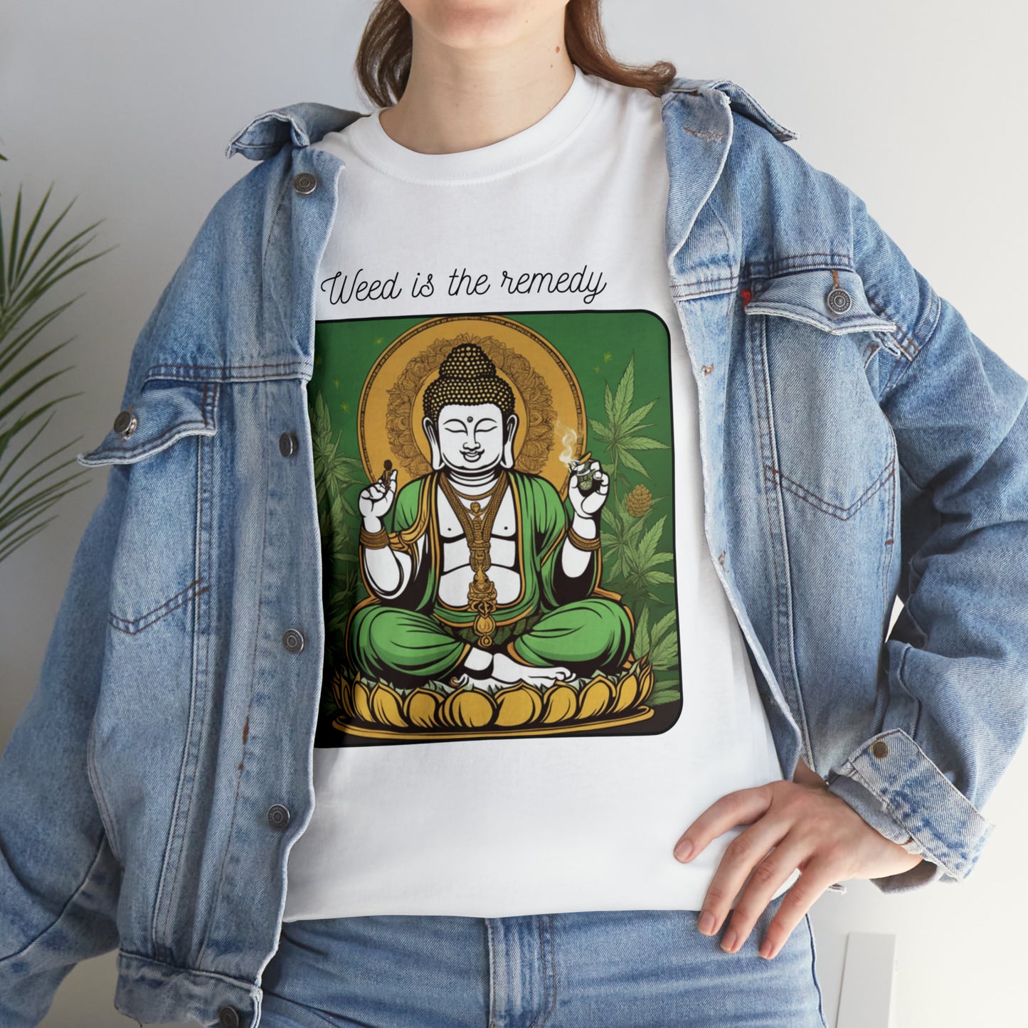 Unisex Heavy Cotton Tee Cannabis Enthusiast Series No. 18 Weed is The Remedy