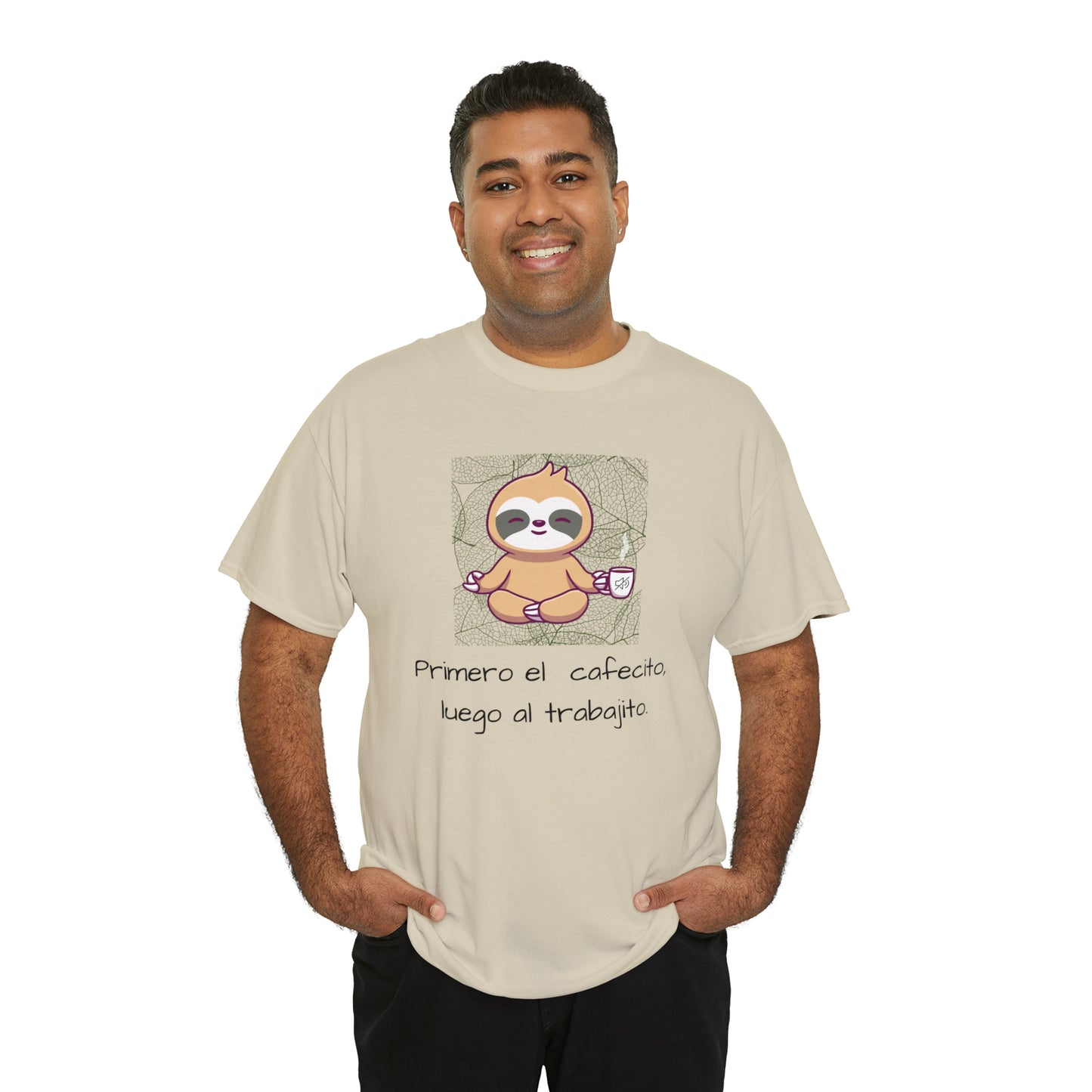 Sloth Cafecito Graphic Tshirt Unisex Heavy Cotton Tee