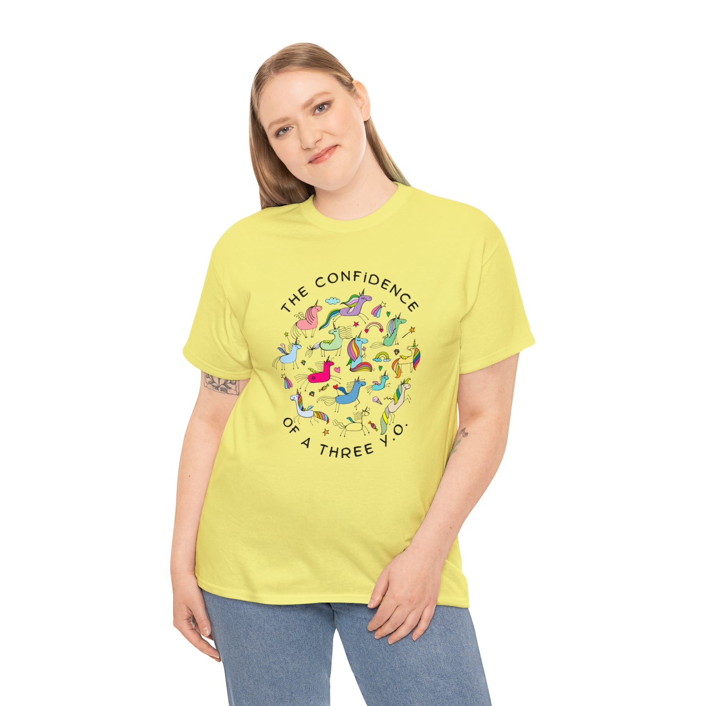The Confidence of A Three Year Old Graphic Tshirt Unisex Heavy Cotton Tee