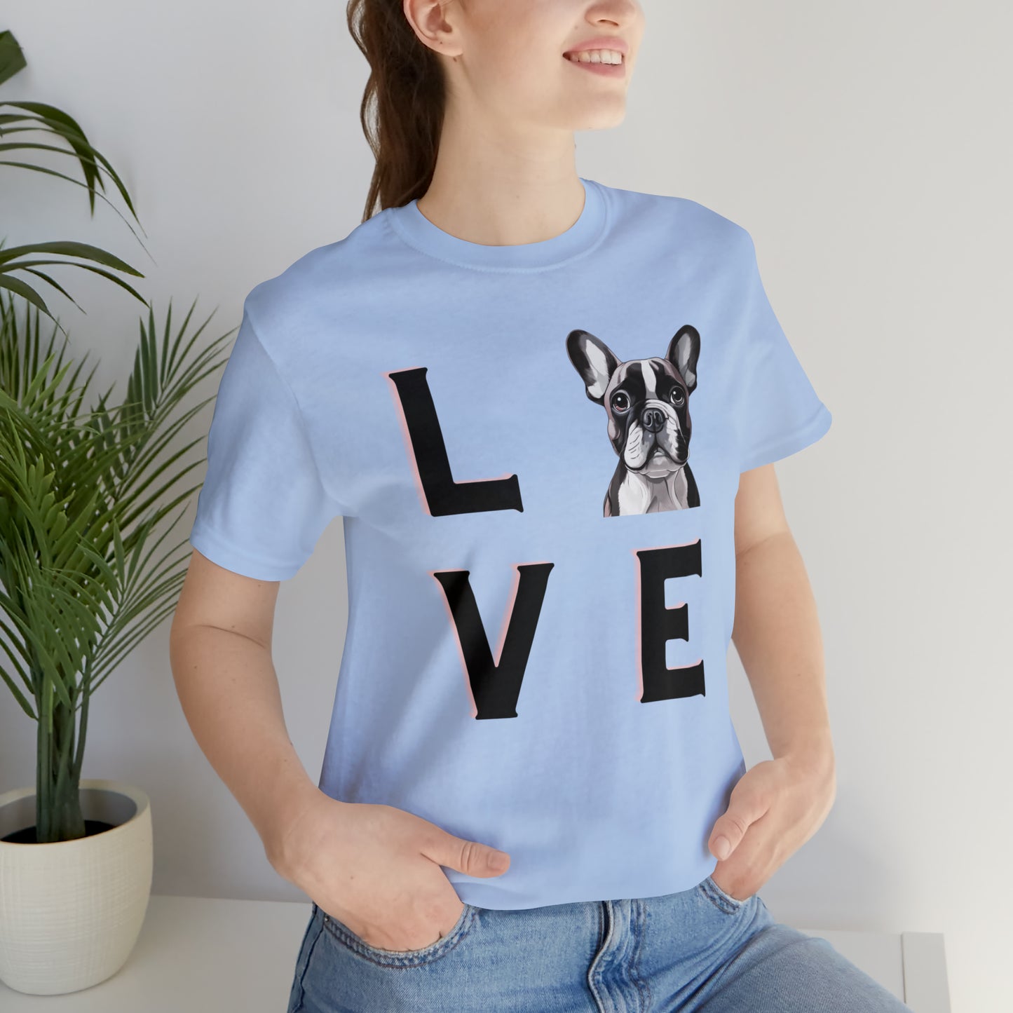 Frenchie Puppy LOVE Unisex Jersey Short Sleeve Tee