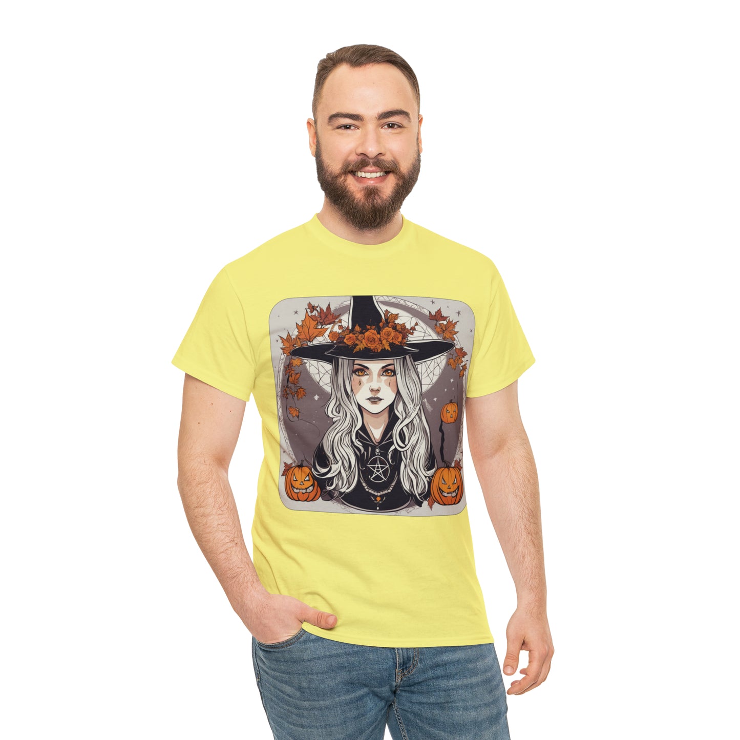 Unisex Heavy Cotton Tee Halloween Witch Pumpkin