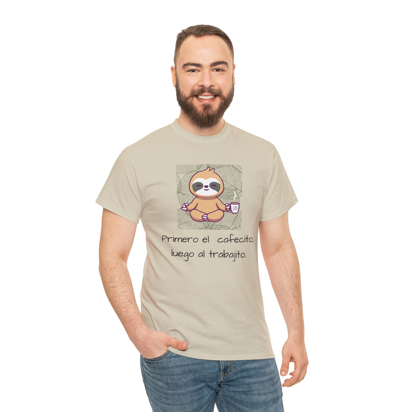 Sloth Cafecito Graphic Tshirt Unisex Heavy Cotton Tee