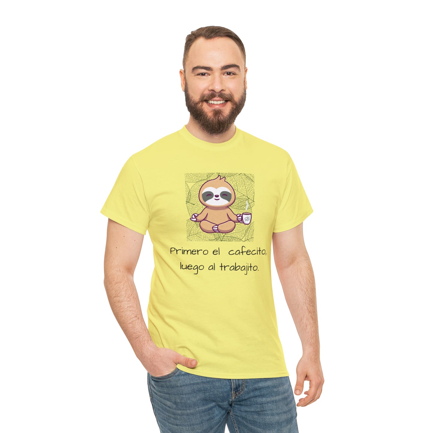 Sloth Cafecito Graphic Tshirt Unisex Heavy Cotton Tee