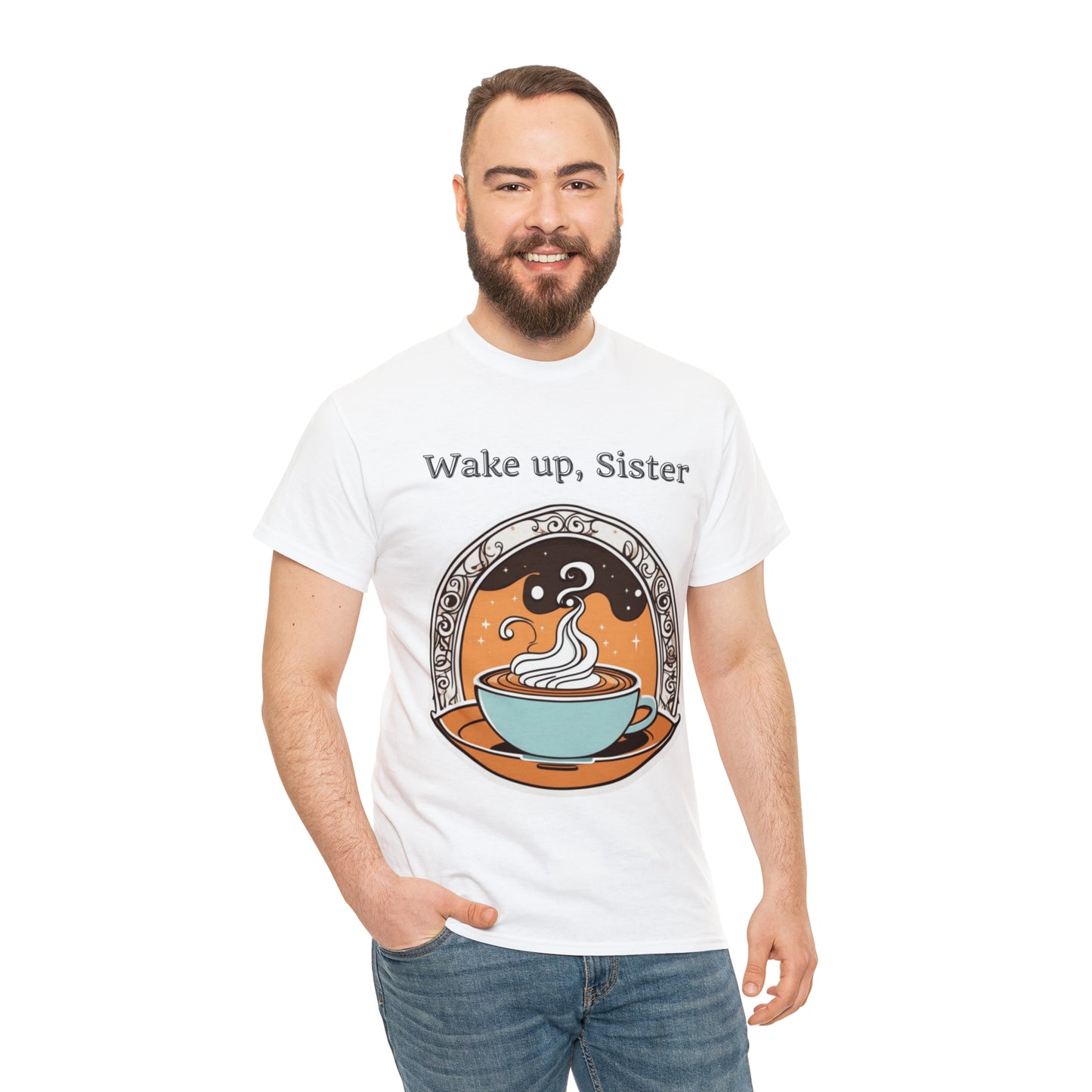 Unisex Heavy Cotton Tee Wake Up, Sister Brew