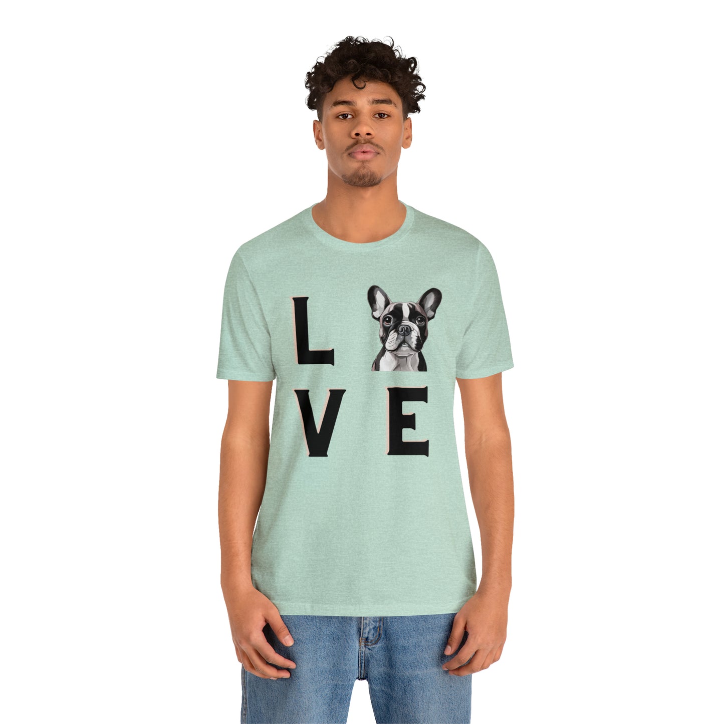 Frenchie Puppy LOVE Unisex Jersey Short Sleeve Tee