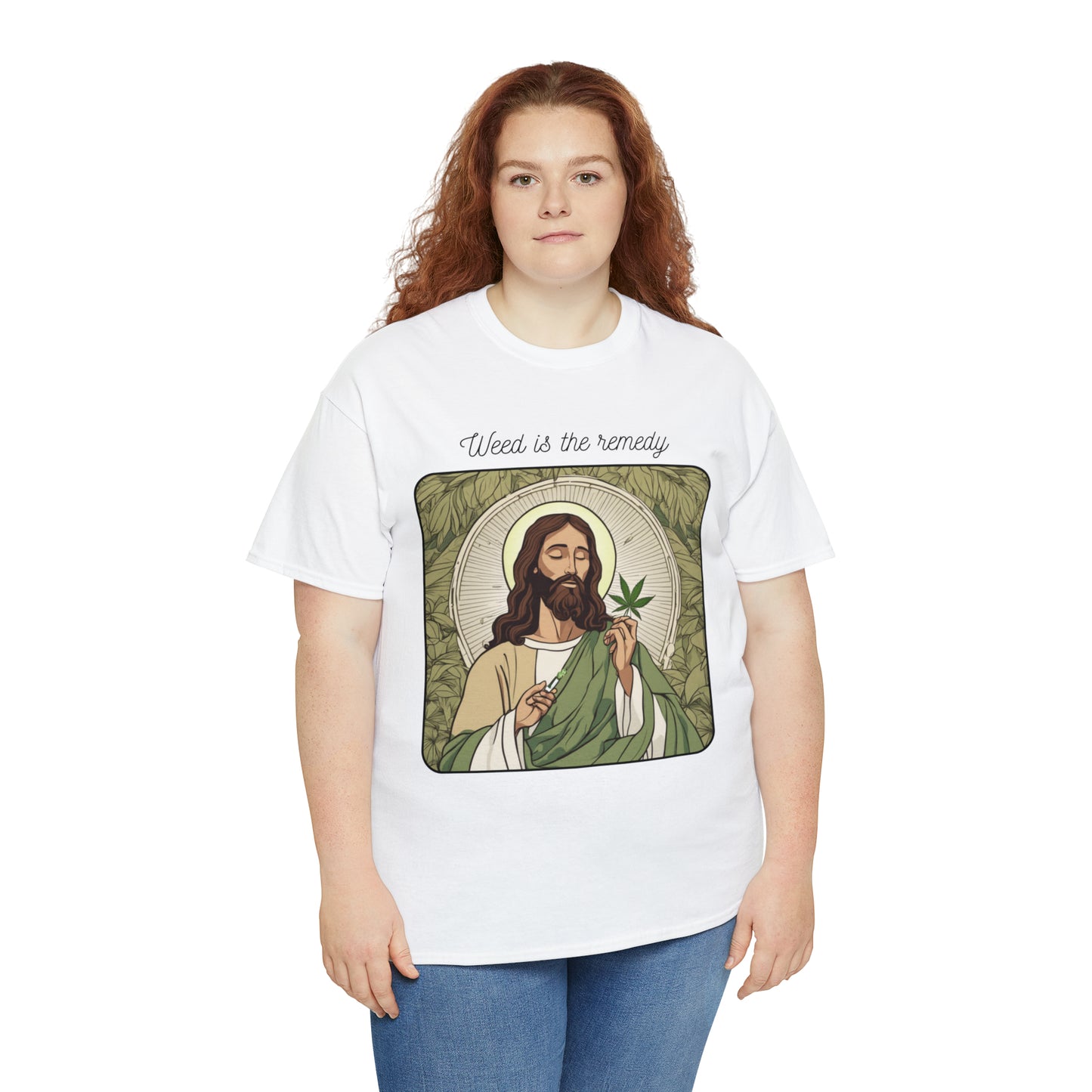 Unisex Heavy Cotton Tee Cannabis Enthusiast Series No. 16 Weed is The Remedy