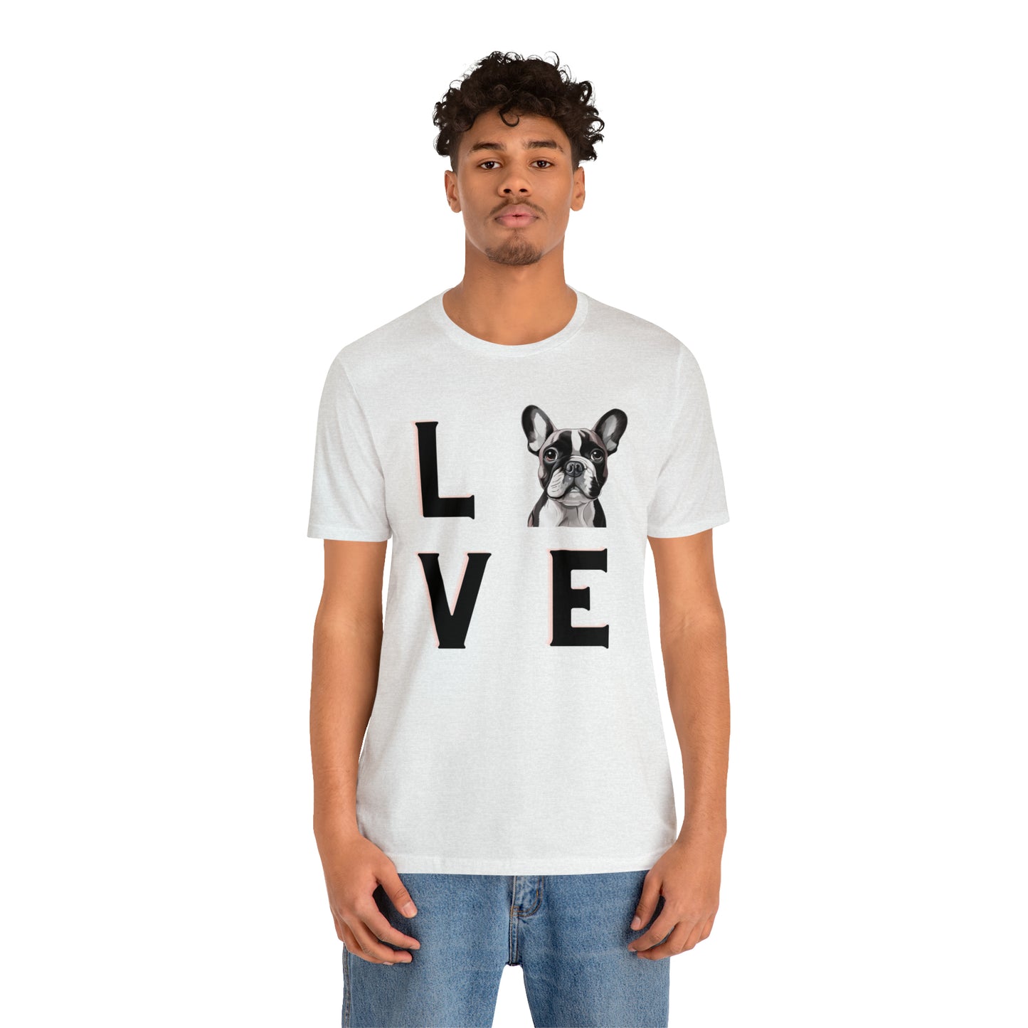 Frenchie Puppy LOVE Unisex Jersey Short Sleeve Tee