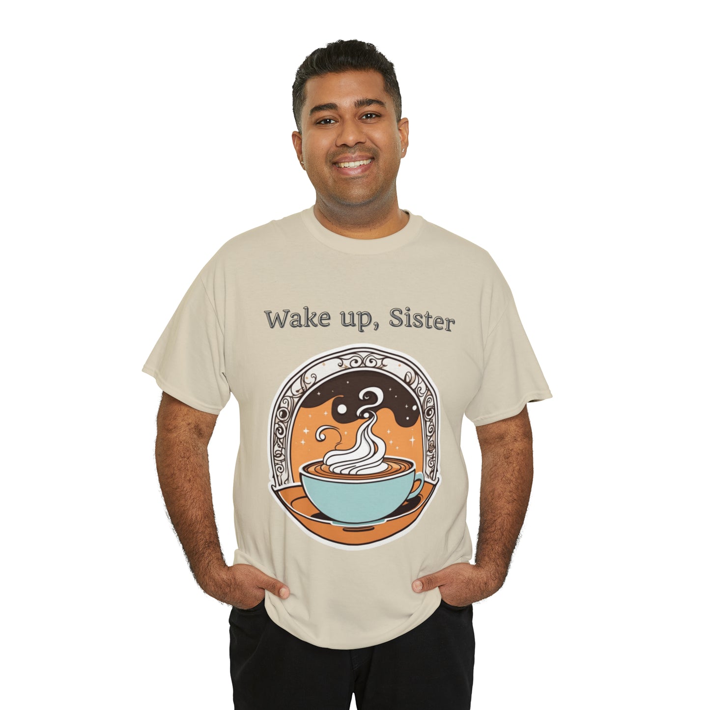 Unisex Heavy Cotton Tee Wake Up, Sister Brew