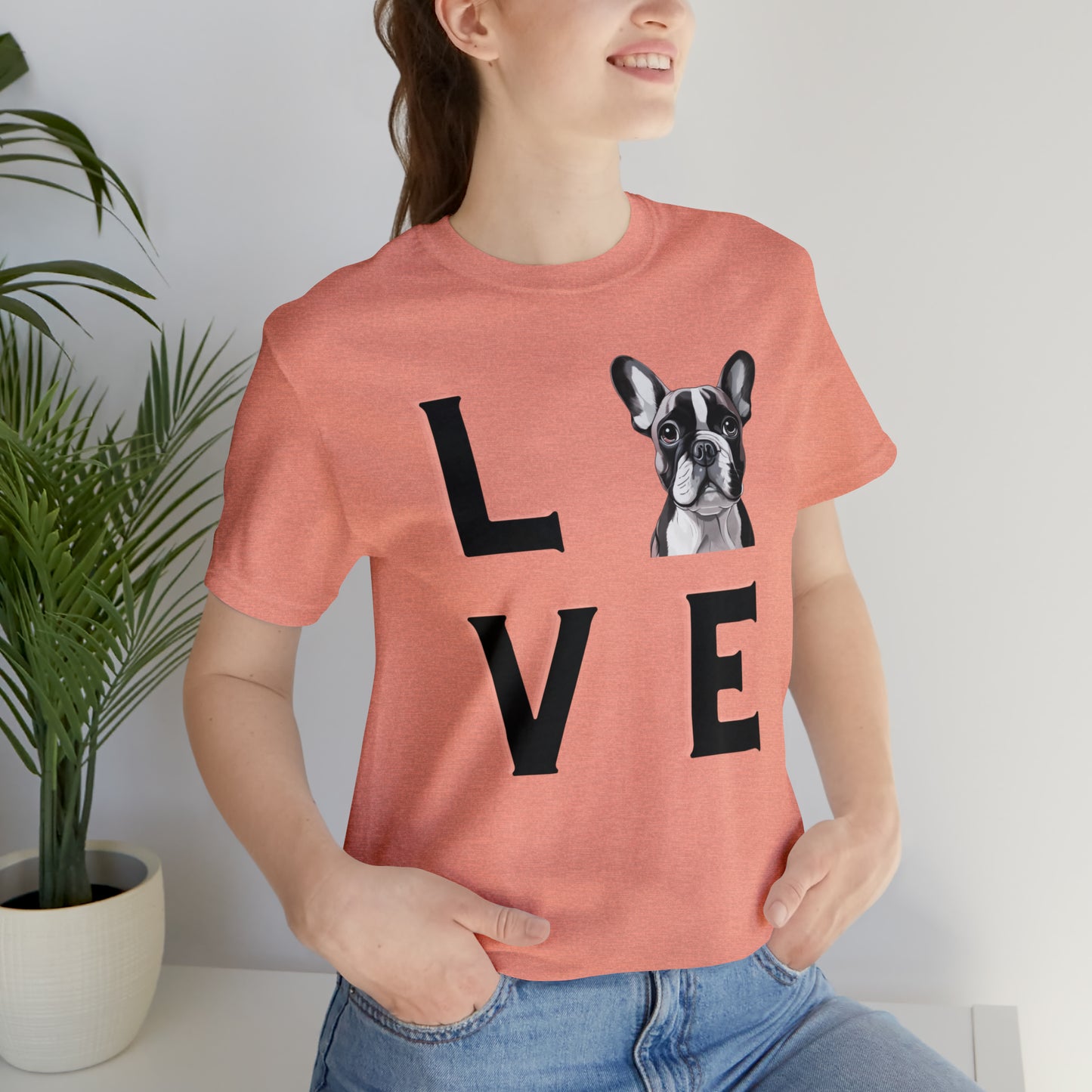 Frenchie Puppy LOVE Unisex Jersey Short Sleeve Tee