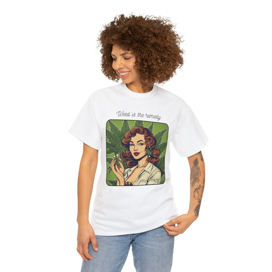 Unisex Heavy Cotton Tee Cannabis Enthusiast Series No. 22 Weed is The Remedy